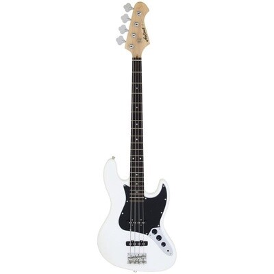 Aria STB J Bass Guitar, White with Black Pickguard
