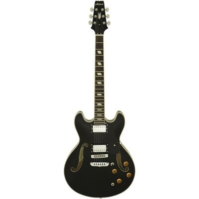 Aria TA Classic Hollow Body Electric Guitar, Black