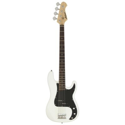 Aria STB P Bass Guitar, White with Black Pickguard