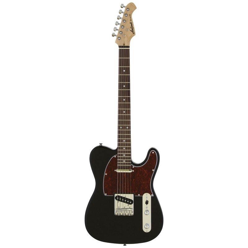 Aria TEG002 Electric Guitar, Black with Red Tortoise Pickguard