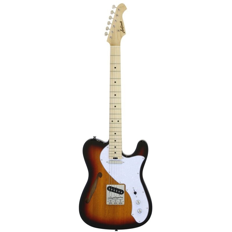 Aria TEG TL Electric Guitar, Hollow Body, 3 Tone Sunburst
