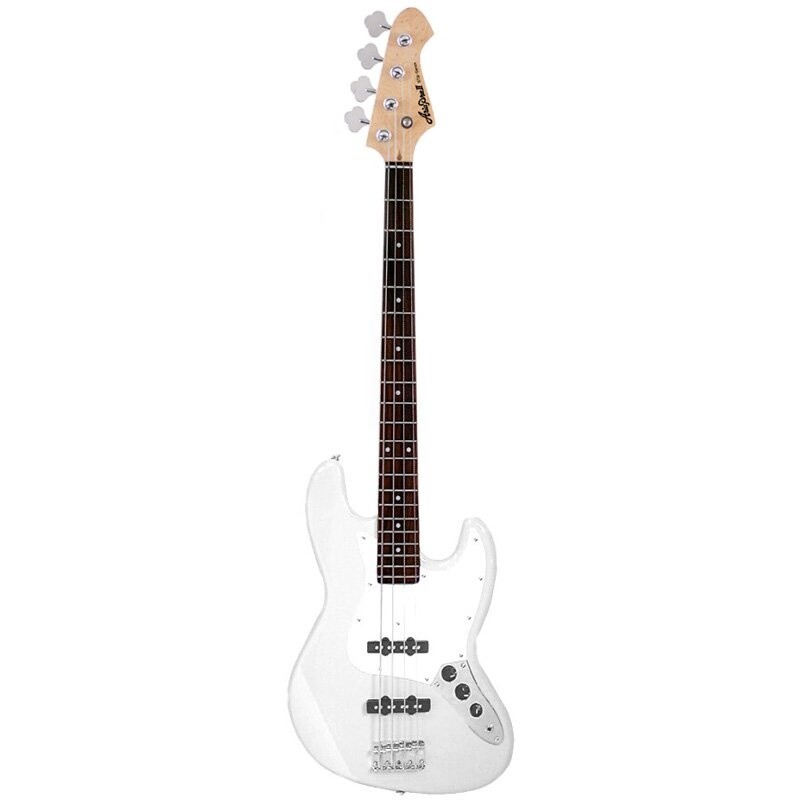 Aria STB J Bass Guitar, White with White Pickguard