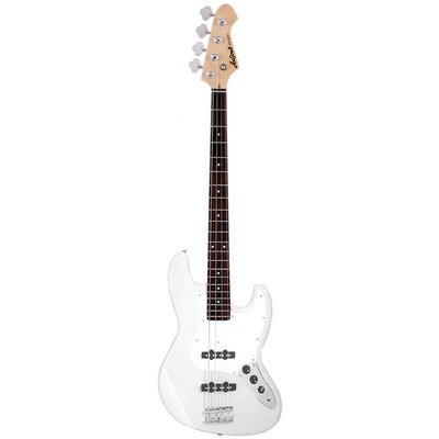 Aria STB J Bass Guitar, White with White Pickguard