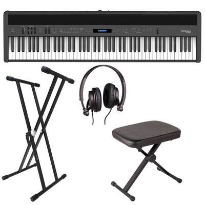 Roland FP60X Digital Piano Bundle 1, 88 Keys Keyboard, Black - Free Delivery