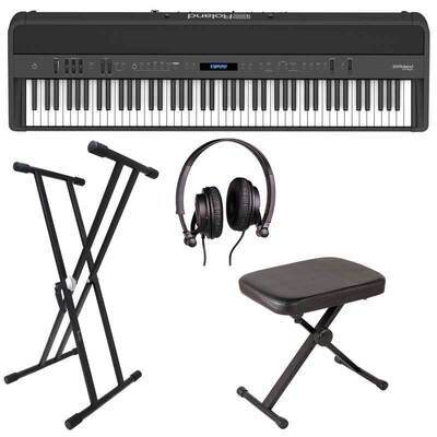 Roland FP90X Digital Piano Bundle 1, 88 Key Keyboard, Black - Free Delivery