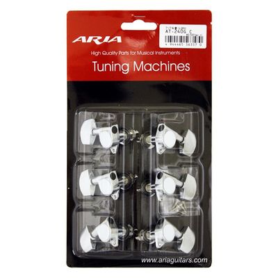 Aria Acoustic and Electric Guitar Machine Head Set (L3:R3), Chrome
