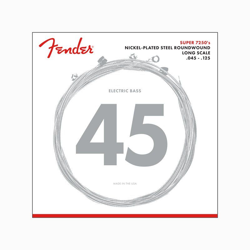 Fender 7250 Bass Strings, Nickel Plated Steel, Long Scale, 7250L .045-.125 Gauges