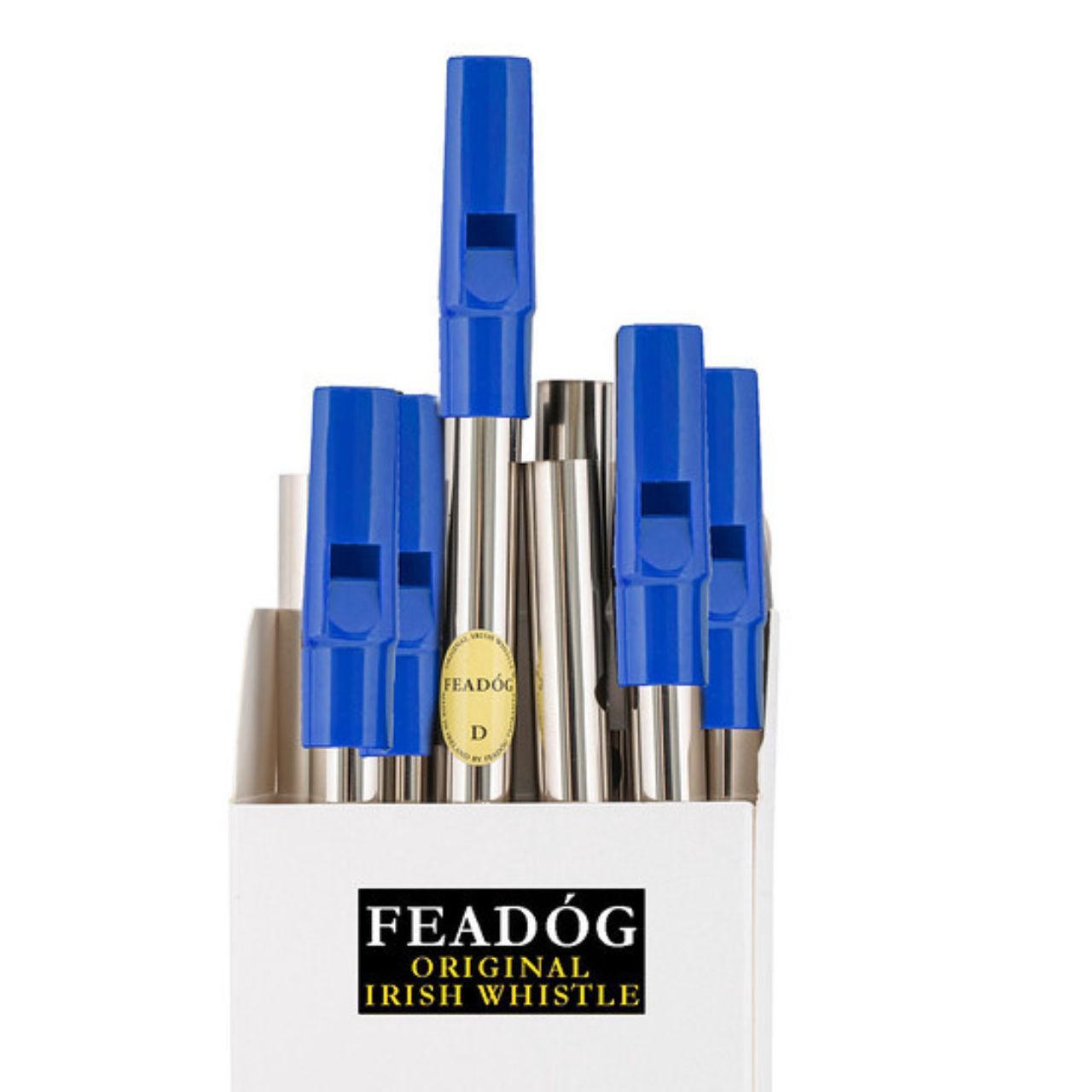 Feadog Nickel D Whistle, Blue Top - BOX OF 10, Sealed
