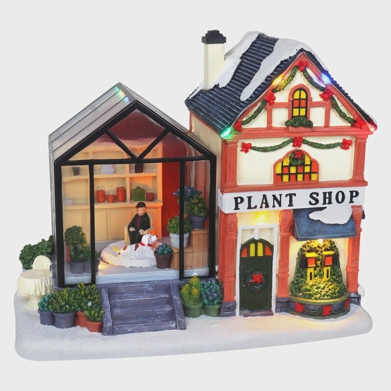 Plant Shop Tabletop Display Led Musical Christmas Village