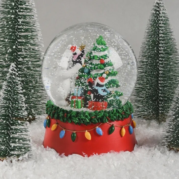Polar Bear and Penguin Christmas Snow Globe