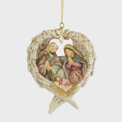Holy Family In Wings Christmas Ornament