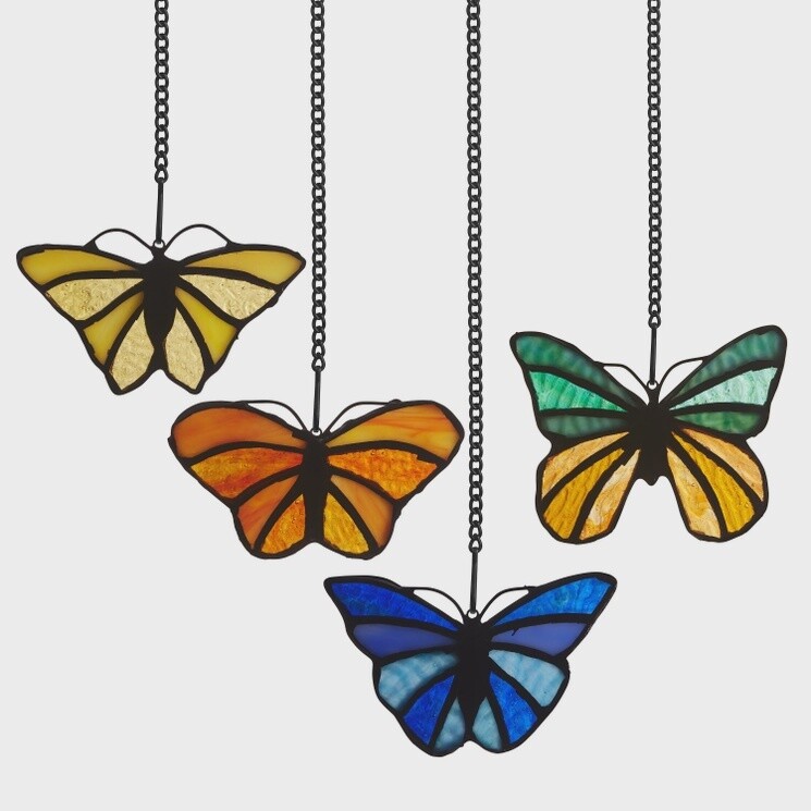 3.2"H Butterfly Kaleidoscope Stained Glass