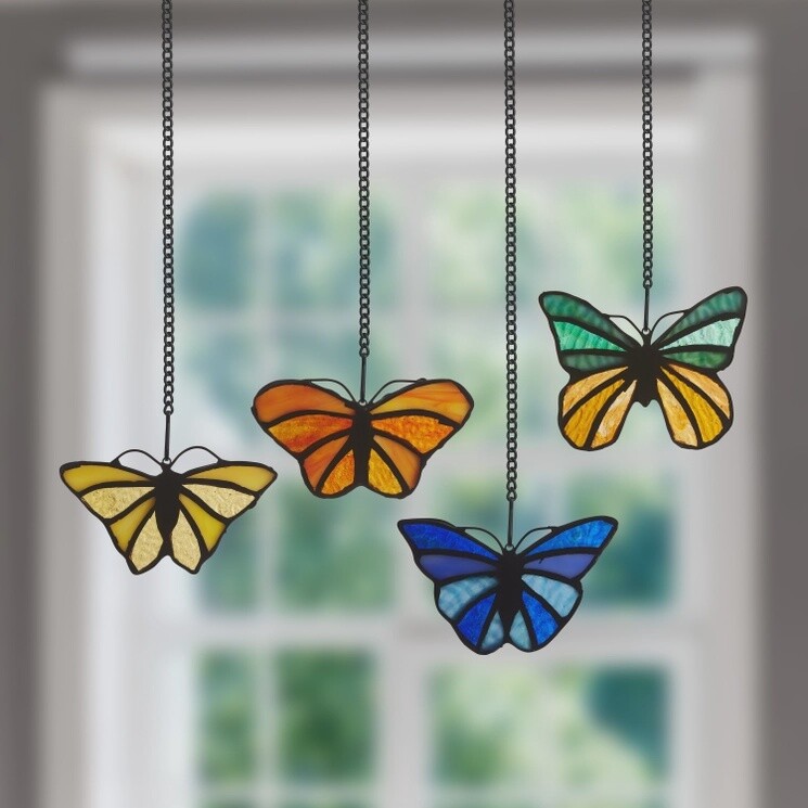3.2&quot;H Butterfly Kaleidoscope Stained Glass