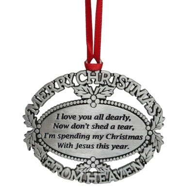 Merry Christmas From Heaven Pewter Ornament Silver