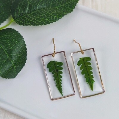 Handmade Green Leaves Resin Earrings