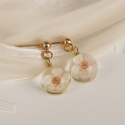 Dried Peach Pink Flower Drop Earring