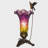 10.25&quot;H Hand Blown Mercury Glass Hummingbird Lily Lamp