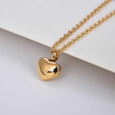 Gold Human Ashes Heart Urn Pendant Necklace in Stainless Steel