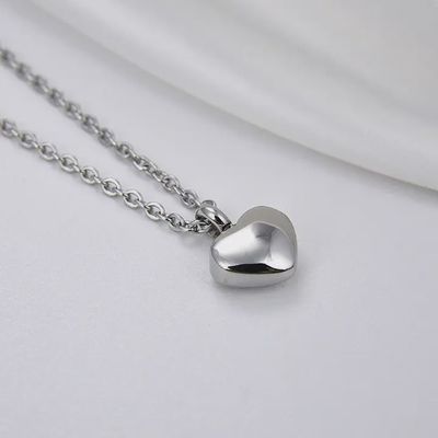 Silver Human Ashes Heart Urn Pendant Necklace in Stainless Steel