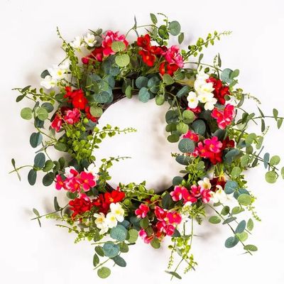Cream and Pink Geranium Wreath