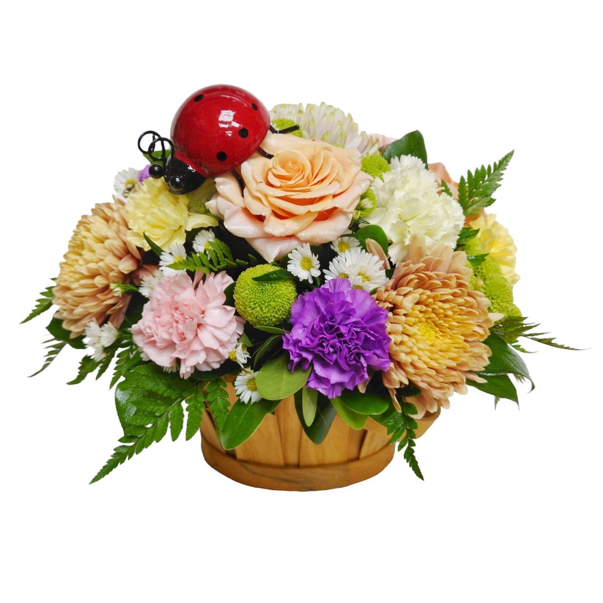 Ladybug Flower Basket, Size: standard