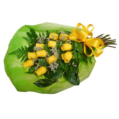 Classic Yellow Roses Wrapped Bouquet