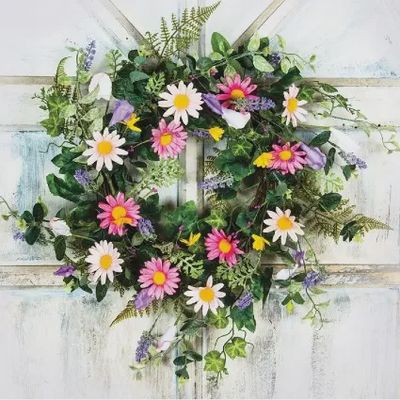 Daisies with Mixed Flowers Wreath