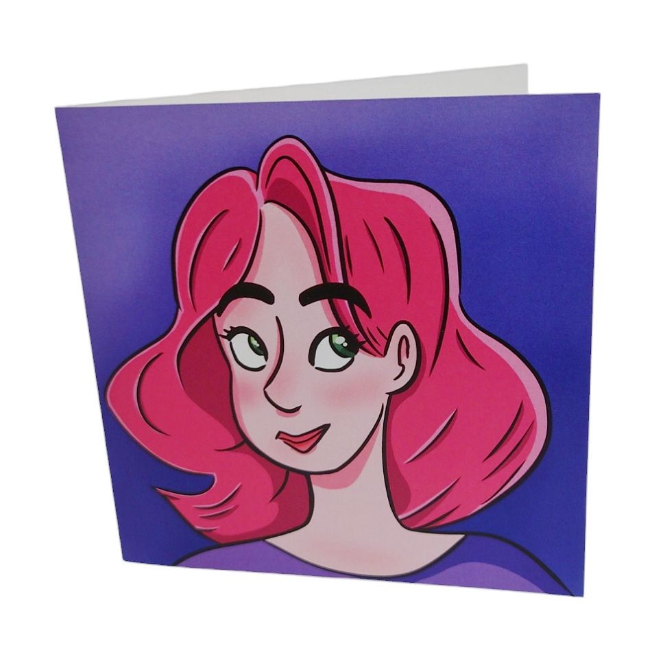 Pink Hair Girl Greeting Card