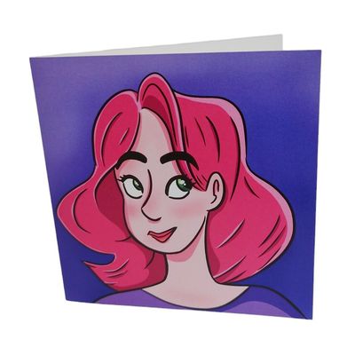 Pink Hair Girl Greeting Card