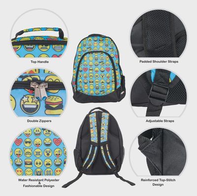 Emojis Sky Blue Insulated Backpack and Lunchbox 2 Piece Set