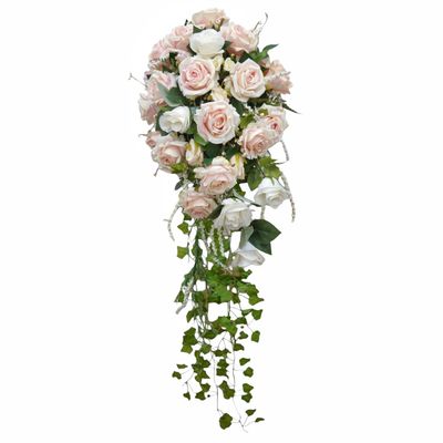 Soft Pink and White Rose Silk Bouquet