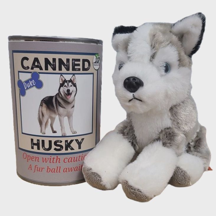 Canned Husky Stuffed Animal