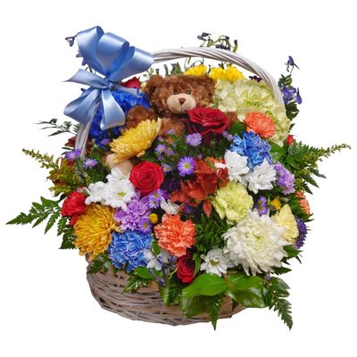 New Baby Boy Flower Basket