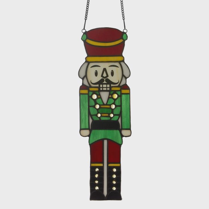 14&quot;H Hans the Holiday Nutcracker Stained Glass Window Panel