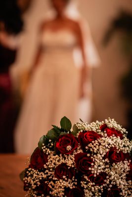 Classic Red Roses Wedding Bouquet