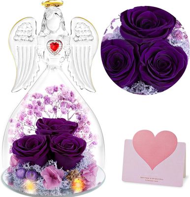 Real Rose Glass Angel