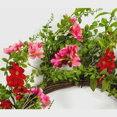Geranium Wreath with Twig Base, Hw, 20 in Dia (10 in Rim)