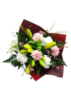 Surprise Lilies and Carnations Bouquet