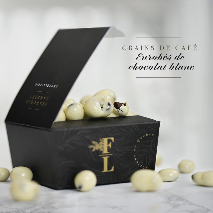 White chocolate coated coffee beans