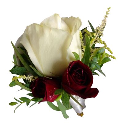 Royal White and Red Boutonniere