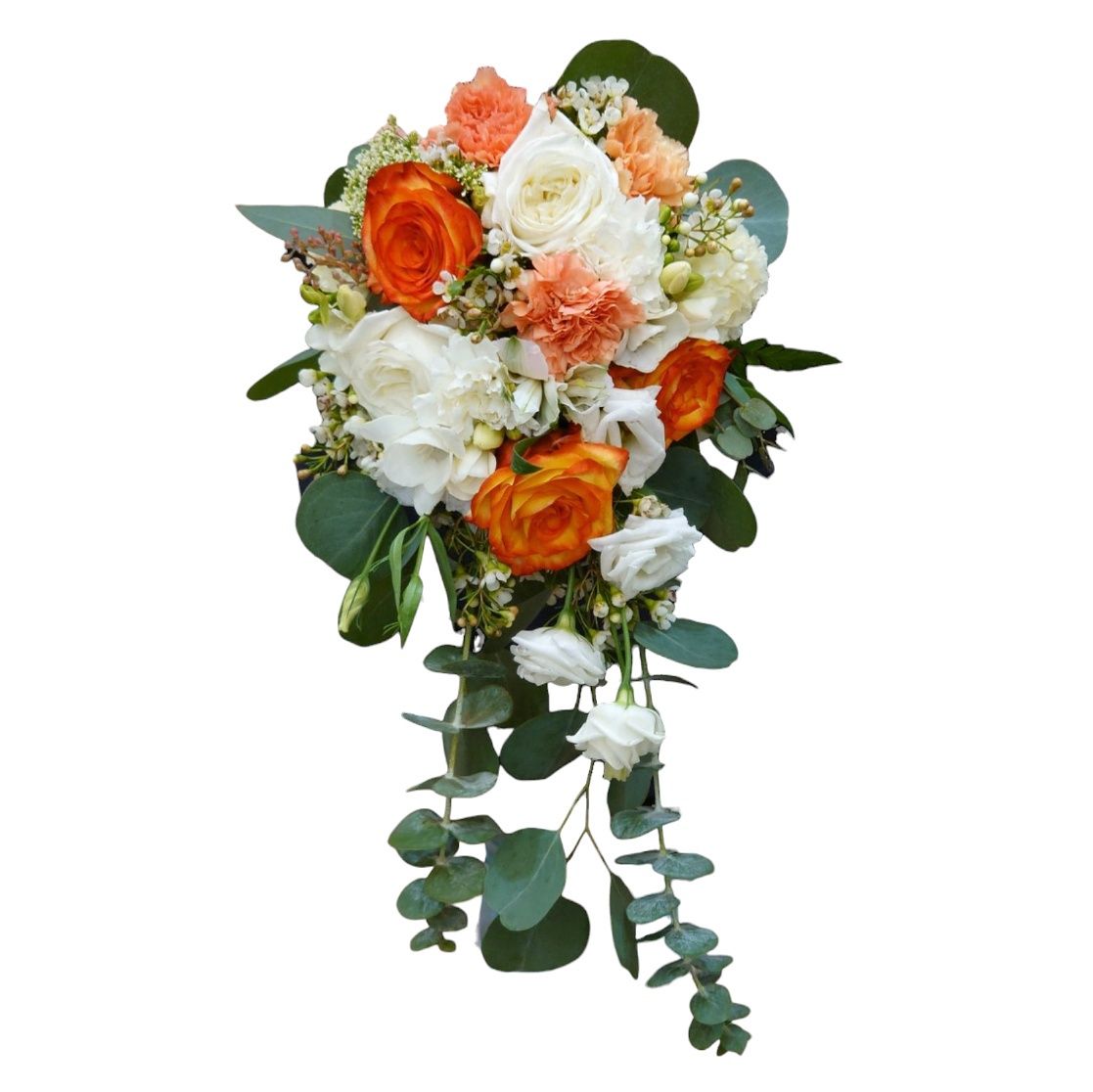 Small Cascading Orange and White Bridesmaid Bouquet