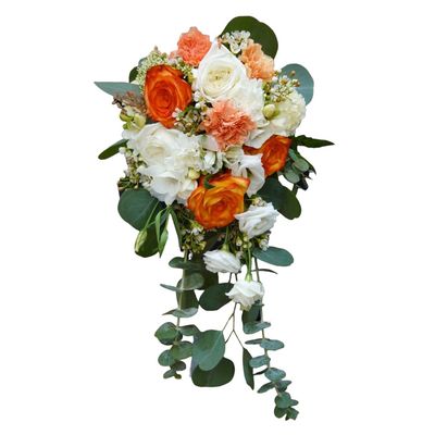 Small Cascading Orange and White Bridesmaid Bouquet
