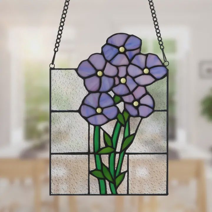 Forget Me Not Stained Glass Window Pannel