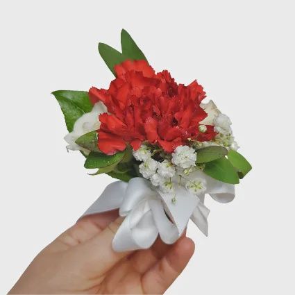 Red and White Boutonniere