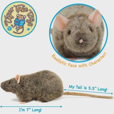 Side view of Reuben the Rat plush stuffed animal