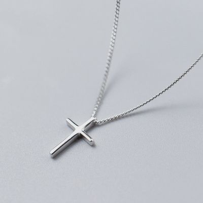 Cross Charm Pendant Necklace in 925 Sterling Silver