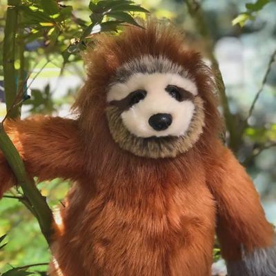 Full view of 22-inch Slowy the sloth plush stuffed animal with detailed hands and soft body
