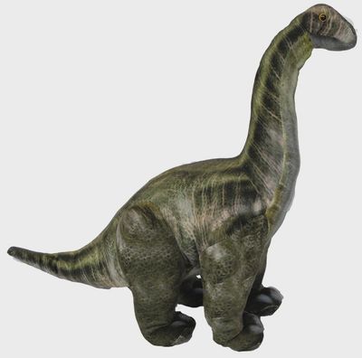 Side view of 16 inch Brontosaurus plush dinosaur stuffed animal showing long neck and realistic design
