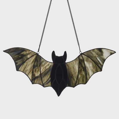 16&quot; Black Bat Stained Glass Window Panel