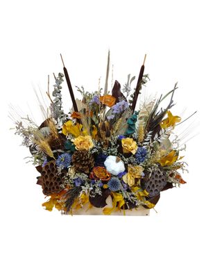 Fall Dried Flowers Wooden Box